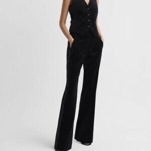 REISS ! Opal Velvet Flared Suit Trousers, Mid rise Satin side stripes( US/6)
